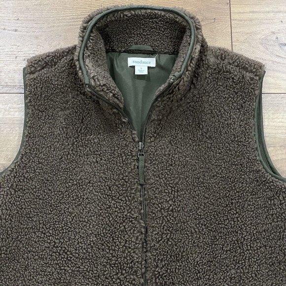 Sundance Catalog Vest Womens Small‎ Brown Sherpa Jacket Zip Pockets Bohemian - Picture 2 of 11